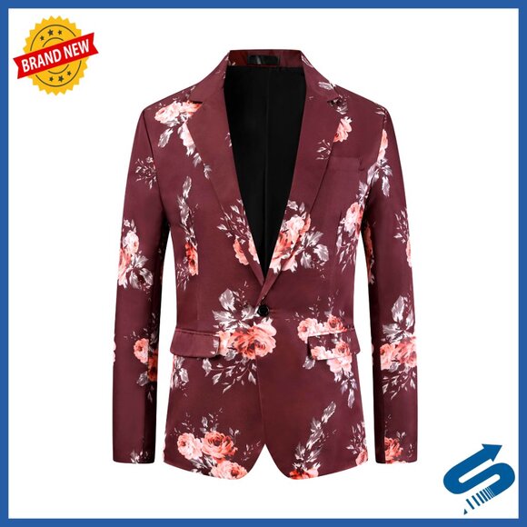 Slim Fit Floral Printed Blazer for Parties Prom Events